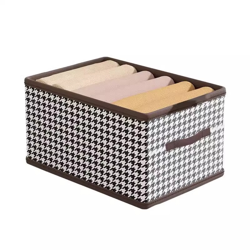 Кутия за съхранение на дрехи от плат с Houndstooth, сгъваема, 10–20 л, преносим гардероб