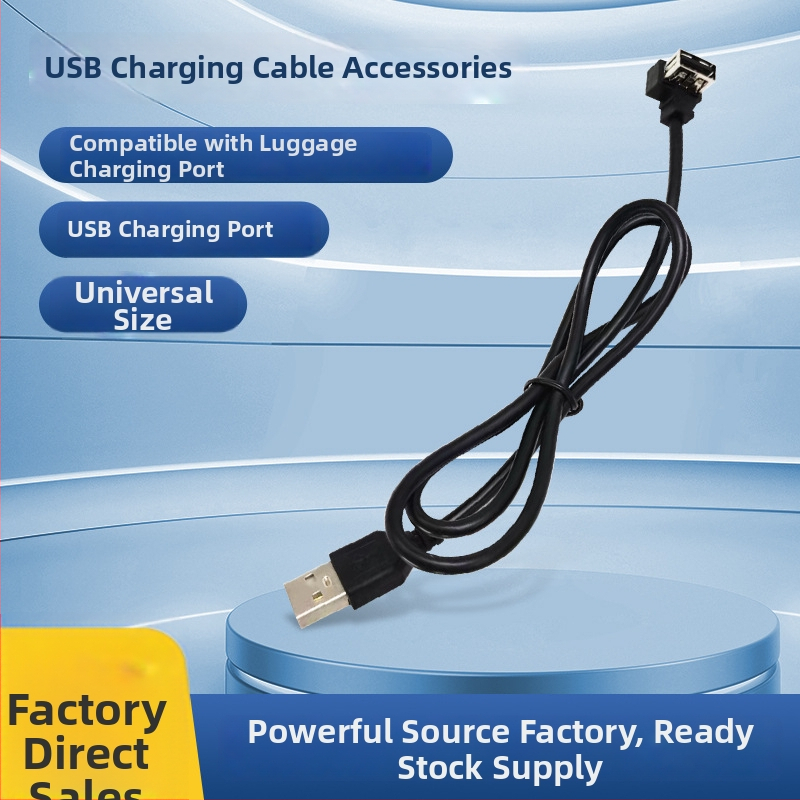 USB nabíjací kábel na batožinu s dvojitým výstupom, cestovný predĺžovací kábel