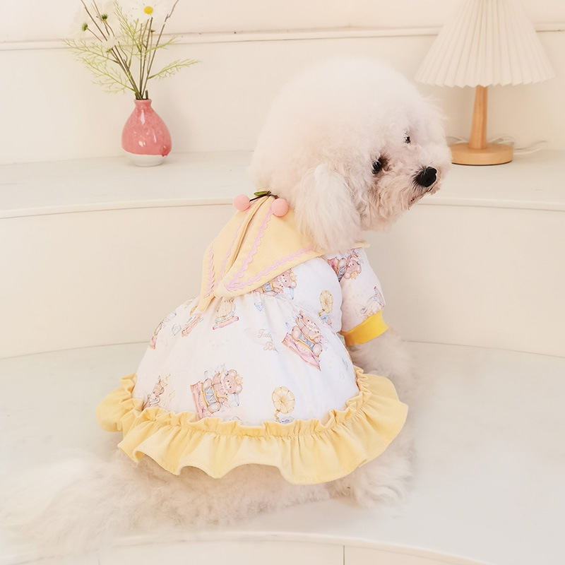 Пола за домашни любимци в стил принцеса, принтована памучна тъкан и подплата от велур — FUN OF PETS