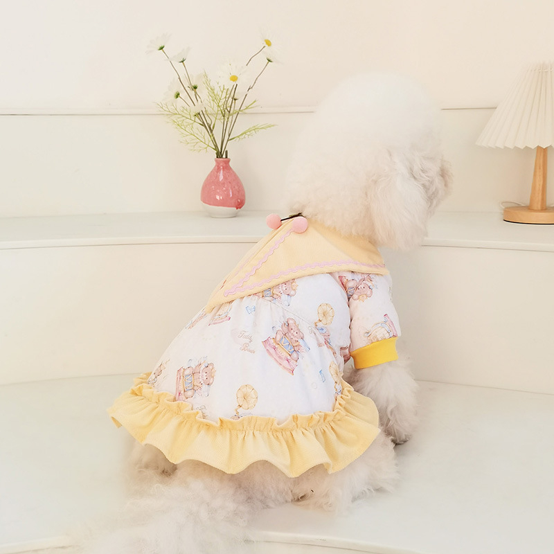Пола за домашни любимци в стил принцеса, принтована памучна тъкан и подплата от велур — FUN OF PETS