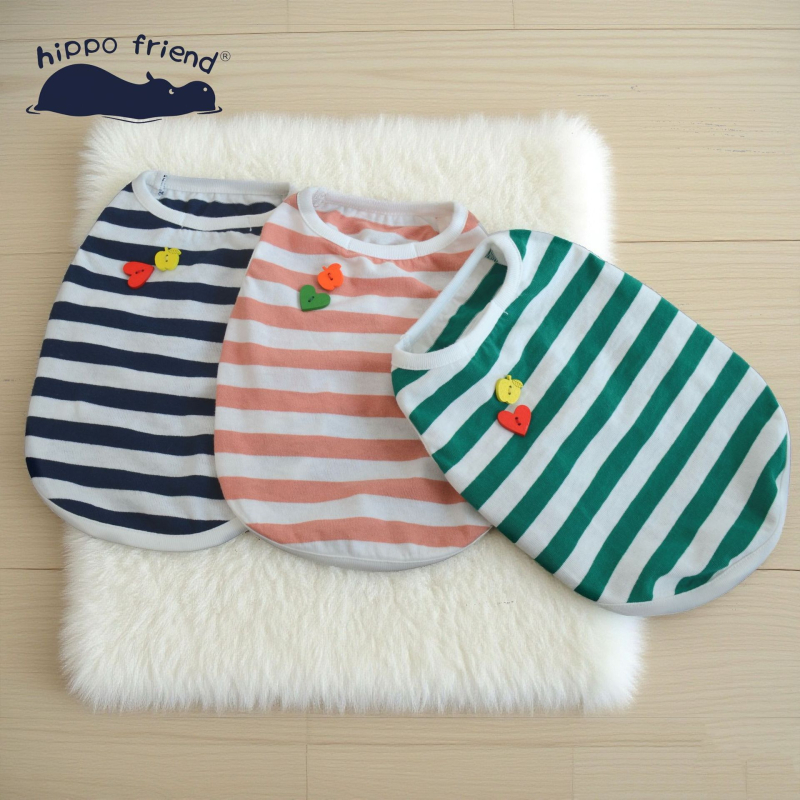 Памучен потник за домашни любимци в райета, ежедневен стил, марка Hippo friend, дишаща тъкан