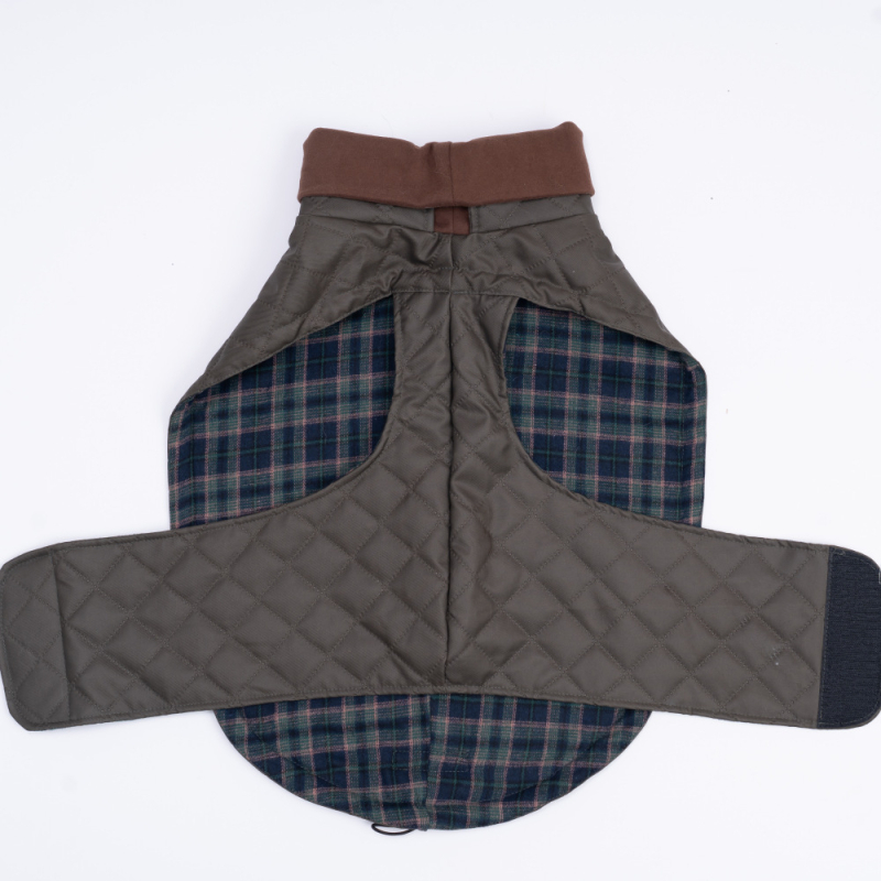 Палто за кучета от полиестер, шито на квадрати с висока яка, водоустойчиво и топло, подходящо за всички сезони