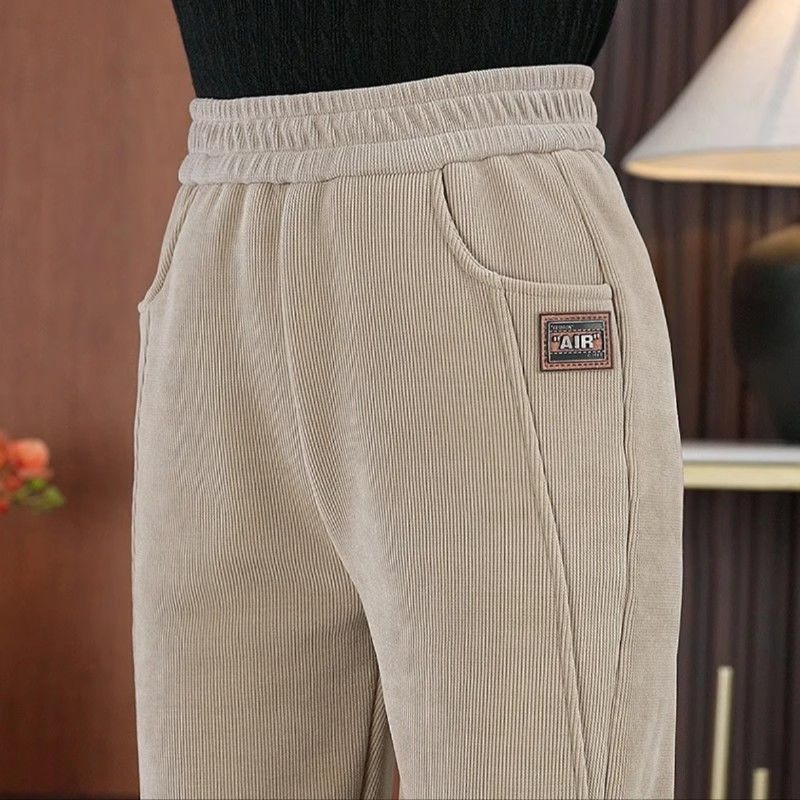 Кежуъл панталони с подплата от плюш, висока талия, права кройка, 90–95% полиестер, микроеластичност, есенно-зимно 2025