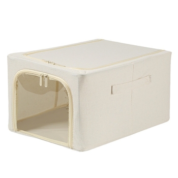 Съхранителна кутия за дрехи, правоъгълна, от памук и лен, дълбок стил; сгъваема и пренасяема; защита от прах и влага; вместимост 50–60 л; подходяща за спалня.