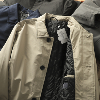 Muški kaput: otporan na vjetar i vodu, debela podstava za toplinu, srednja duljina, rever ovratnik