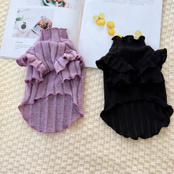 Облекло за домашни любимци: дантелена риза за кучета и котки, полиестер‑памук, стил карикатура, марка Heartwarming darling