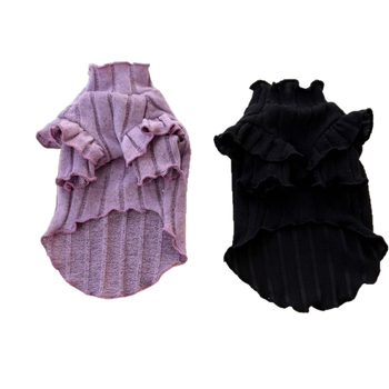 Облекло за домашни любимци: дантелена риза за кучета и котки, полиестер‑памук, стил карикатура, марка Heartwarming darling