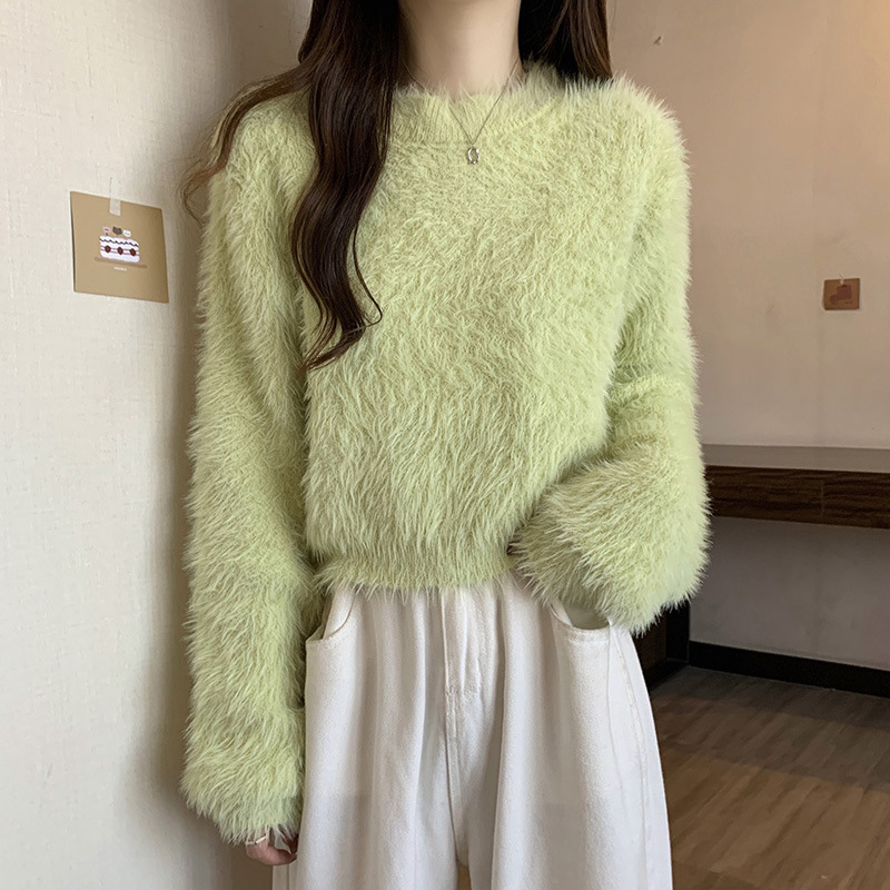 Ženski pleteni džemper s kapuljom, slobodan kroj, okrugli izrez, dugi rukavi, pleteni materijal od spandexa