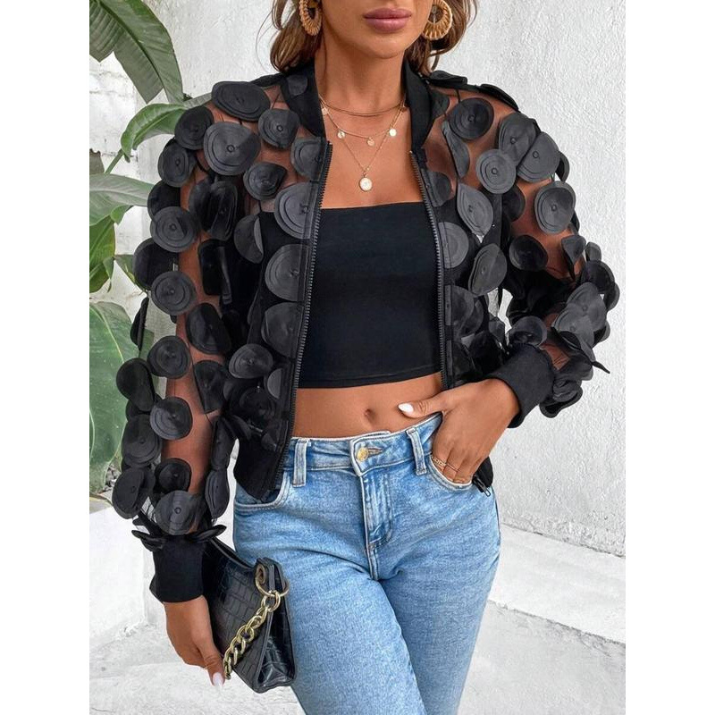 Slim-fit windbreaker kaput s aplikacijom, produžena duljina, prednji zatvarač, ovratnik stila odijela, Vinylon-Lycra tkanina
