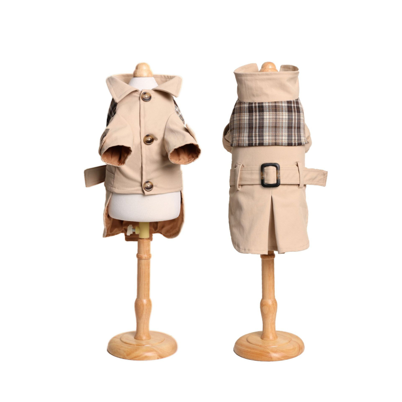 Pasji trench kaput s remenom - britanski stil, poliester, unisex odjeća za kućne ljubimce