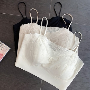 Bandeau grudnjak od čipke, bez ramena, bez šavova, prozračan, 3/4 košarice