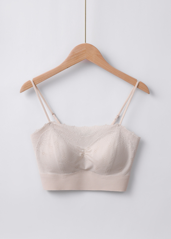 Bandeau grudnjak od čipke, bez ramena, bez šavova, prozračan, 3/4 košarice