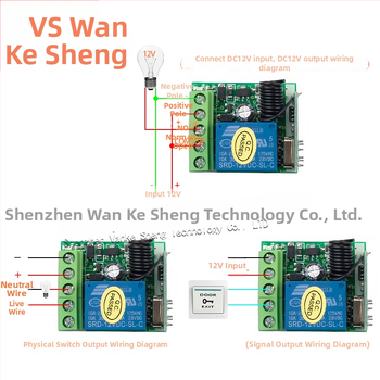 12V bezdrôtový prepínač s diaľkovým ovládaním, jednokanálový, 433 MHz, pre motory a svetlá, -30 až 60 °C
