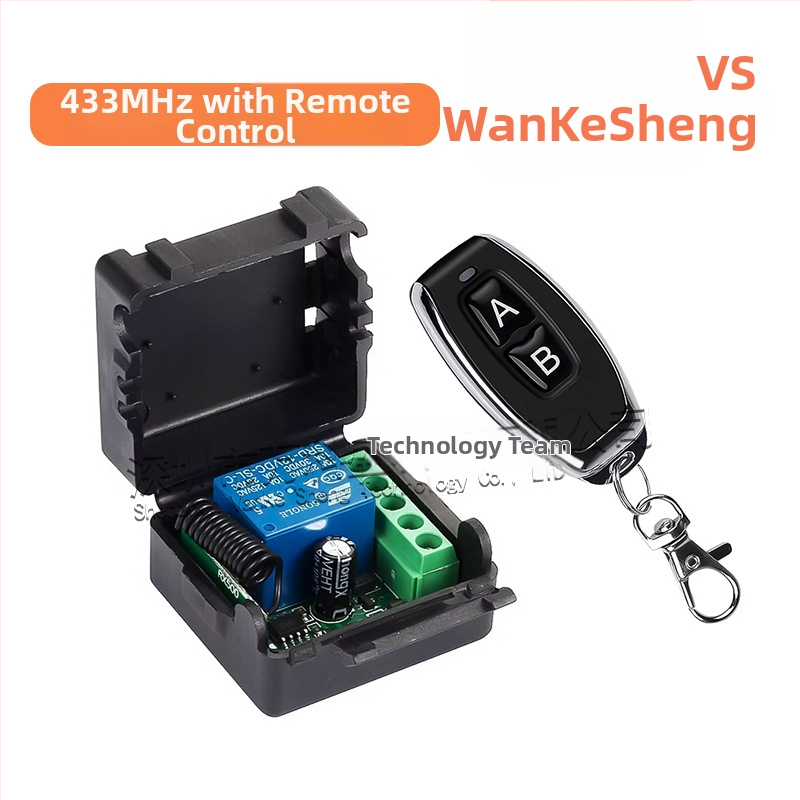 12V bezdrôtový prepínač s diaľkovým ovládaním, jednokanálový, 433 MHz, pre motory a svetlá, -30 až 60 °C