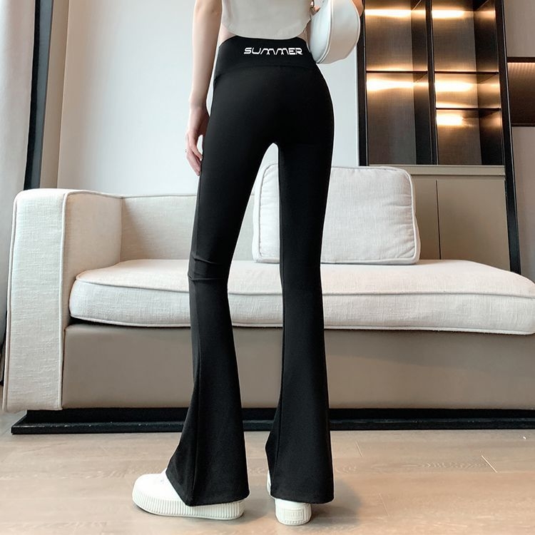 Ženske joga hlače bootcut, visoki struk, 70–80% vuna u smjesi, tkanina, svakodnevne duge hlače