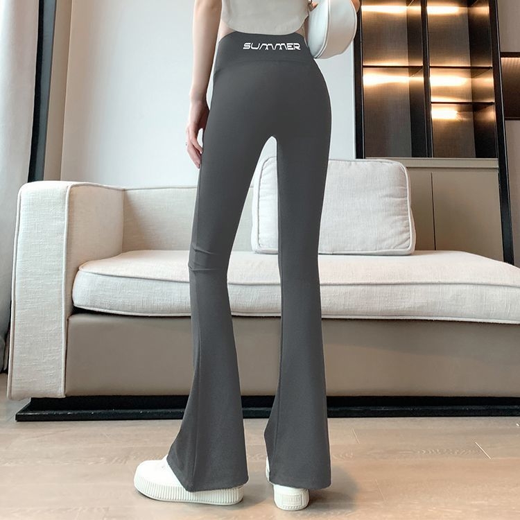 Ženske joga hlače bootcut, visoki struk, 70–80% vuna u smjesi, tkanina, svakodnevne duge hlače