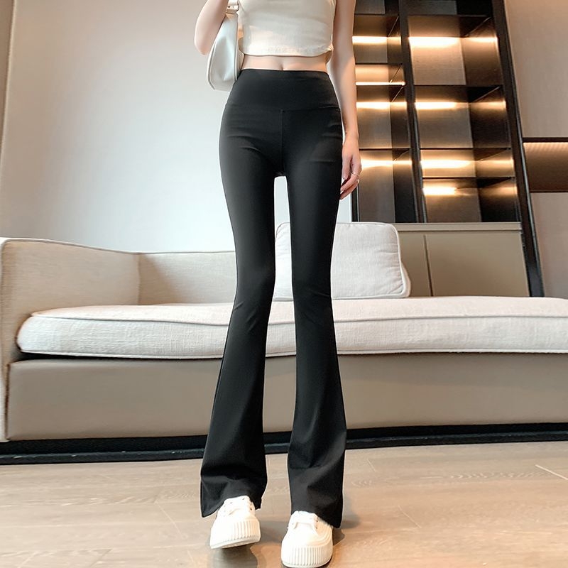 Ženske joga hlače bootcut, visoki struk, 70–80% vuna u smjesi, tkanina, svakodnevne duge hlače