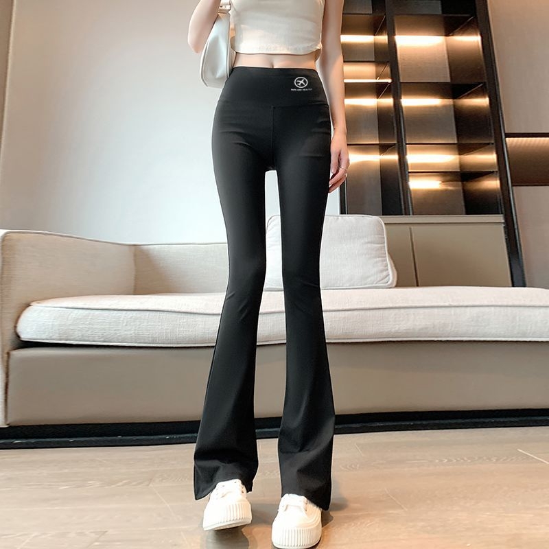 Ženske joga hlače bootcut, visoki struk, 70–80% vuna u smjesi, tkanina, svakodnevne duge hlače