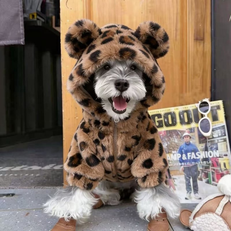 Tony Dog AK66 Ogrtač za pse s leopardim uzorkom, fleec vanjska odjeća za sve sezone