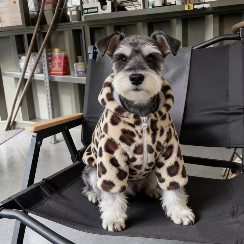 Tony Dog AK66 Ogrtač za pse s leopardim uzorkom, fleec vanjska odjeća za sve sezone