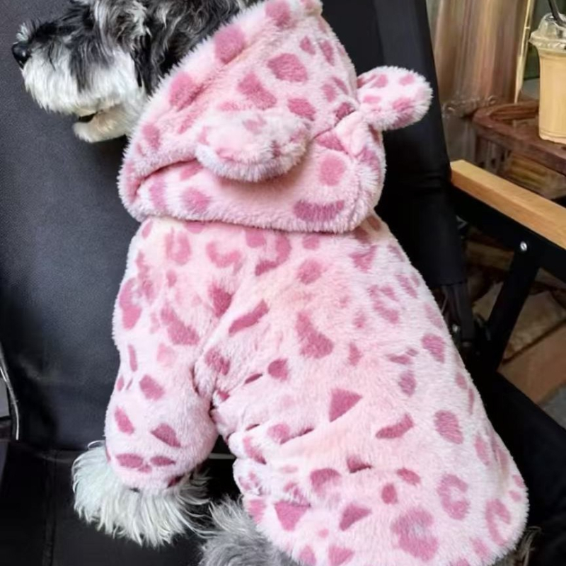 Tony Dog AK66 Ogrtač za pse s leopardim uzorkom, fleec vanjska odjeća za sve sezone