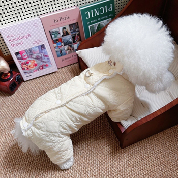 Топло палто за кучета с халка за поводи – памучно облекло за есен/зима (ежедневен стил)