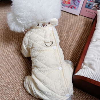 Топло палто за кучета с халка за поводи – памучно облекло за есен/зима (ежедневен стил)