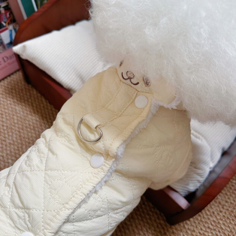 Топло палто за кучета с халка за поводи – памучно облекло за есен/зима (ежедневен стил)