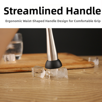 Sada kladív na ľad pre koktaily – rukoväť z nehrdzavejúcej ocele, PC kladivo a PP citrónové kladivo, 2 diely