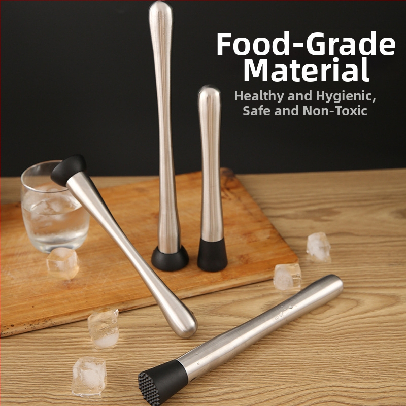 Sada kladív na ľad pre koktaily – rukoväť z nehrdzavejúcej ocele, PC kladivo a PP citrónové kladivo, 2 diely