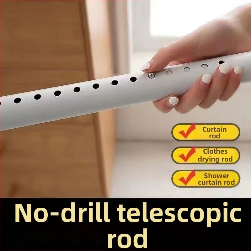 Telescopická tyč na závesy do domácnosti - bez vŕtania, protišmyková, z nerezovej ocele, moderný minimalistický štýl