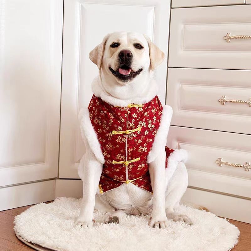 Odjeća za psa s cvjetnim uzorkom, kineski Tang stil, casual dizajn (Materijal: sweatshirt tkanina; Stil: Casual; Kategorija: Odjeća za kućne ljubimce; Prilagodba: Univerzalno)