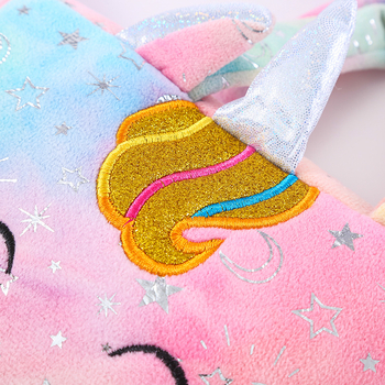 Jednorog Pliš Čanta za Ramena za Djecu, Tie-Dye Uzorak, Kratka Crossbody Torba za Skladištenje, Duhopropusna, Lagana, Poliester Podstava, Zima 2021