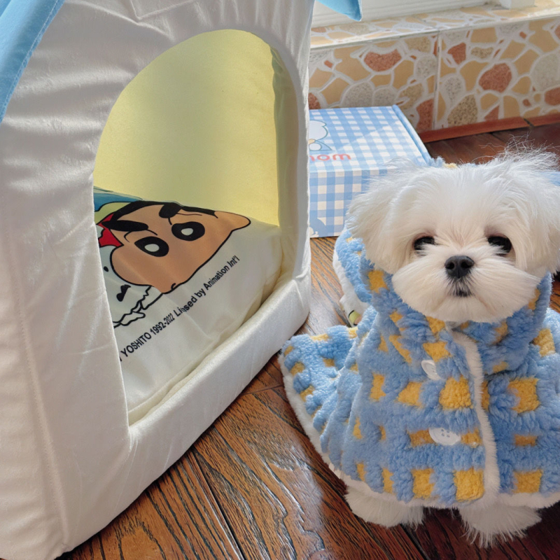 Topla teddy fleece pelerina za male pse i mačke, set pidžama i ogrtač, odjeća za štenad Bichon Frisé i mačiće, kućni pokrivač