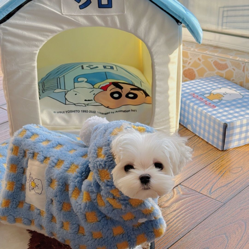 Topla teddy fleece pelerina za male pse i mačke, set pidžama i ogrtač, odjeća za štenad Bichon Frisé i mačiće, kućni pokrivač