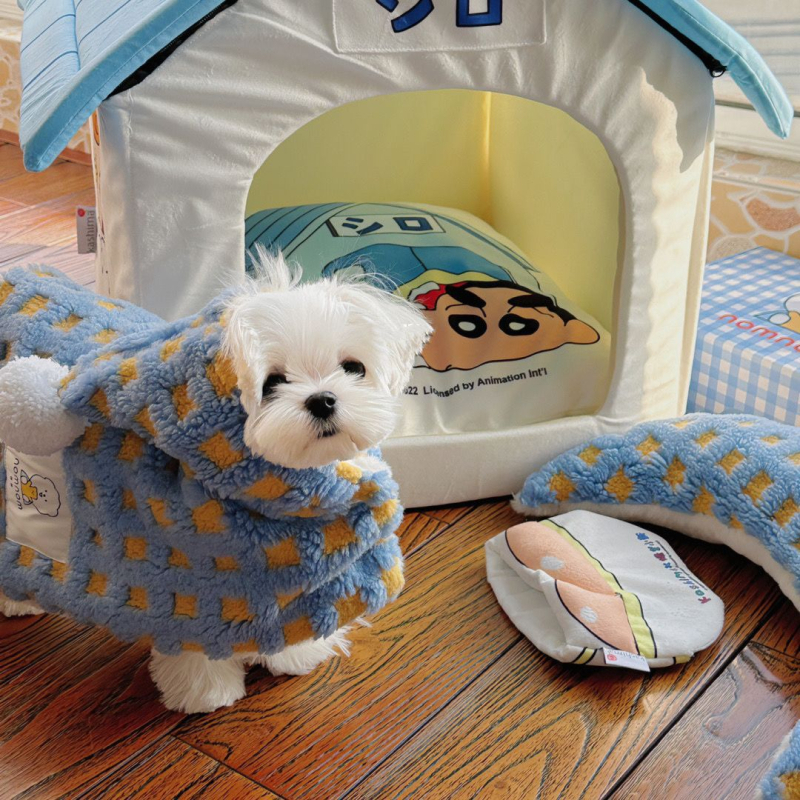 Topla teddy fleece pelerina za male pse i mačke, set pidžama i ogrtač, odjeća za štenad Bichon Frisé i mačiće, kućni pokrivač