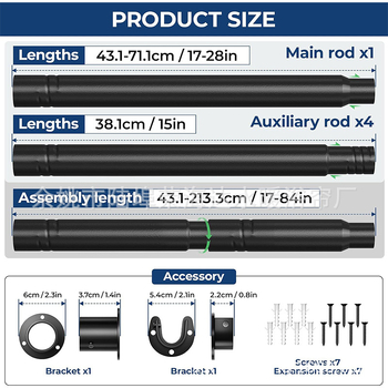 Bară de Cortină filetată - Ø25 mm, Fier, vopsire cu spray, Stil modern minimalist, Marcă Rhd