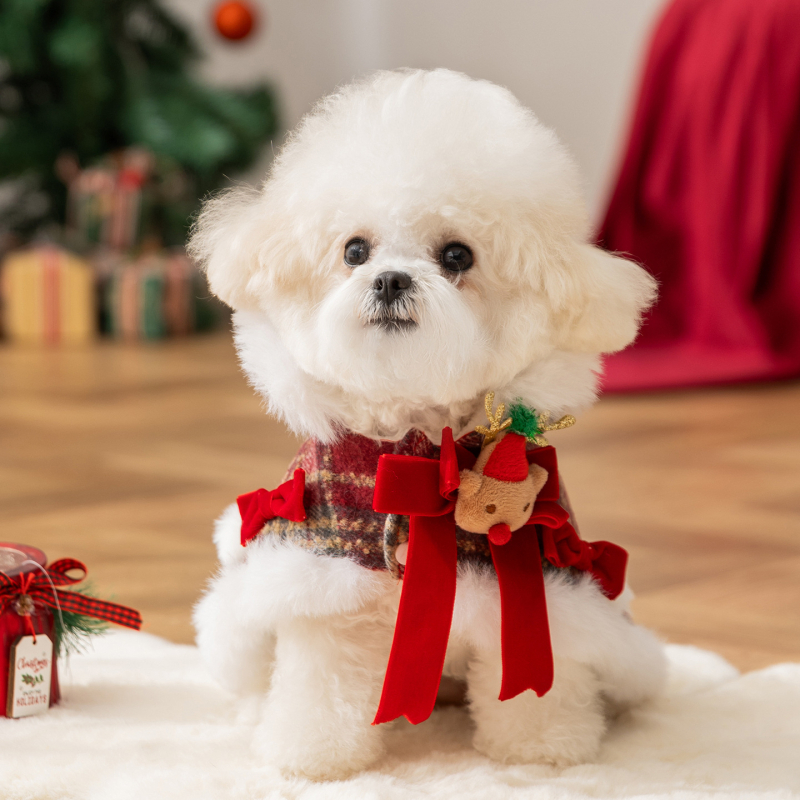 Pelerină pentru câini cu glugă, model carouri, iarnă – poliester, stil drăguț, potrivire universală