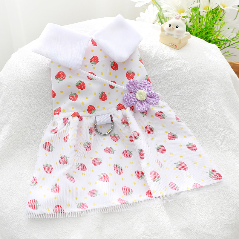 Îmbrăcăminte pentru animale de companie – Balun Pet Strawberry Tutu Skirt, Stil Prințesă, Material: Țesătură