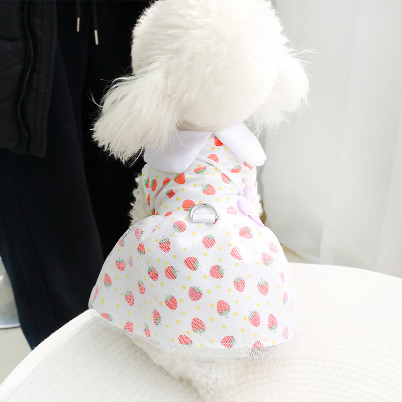Îmbrăcăminte pentru animale de companie – Balun Pet Strawberry Tutu Skirt, Stil Prințesă, Material: Țesătură