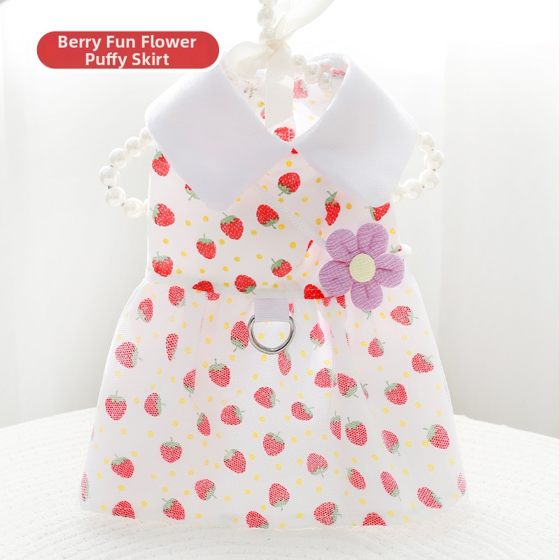 Îmbrăcăminte pentru animale de companie – Balun Pet Strawberry Tutu Skirt, Stil Prințesă, Material: Țesătură