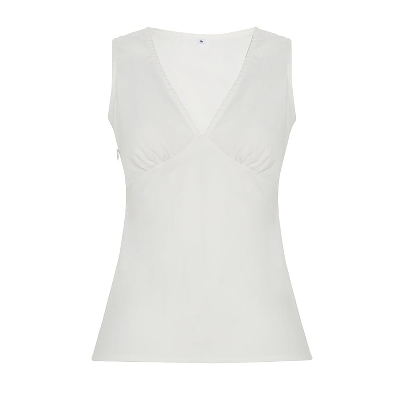 Hálós nyakú felső mély V-nyakkal, redőzött melltartórész, karcsú szabás, rövid fazon, tej-selyem‑polyészter keverék