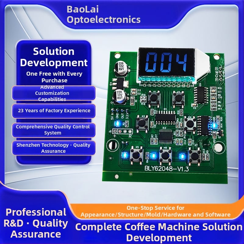 Prilagođena PCBA pločica za upravljanje strojem za kavu — Model 62048-2 Full Series Mainboard Solution; 5V, 100 mA; Kapacitet proizvodnje 5K