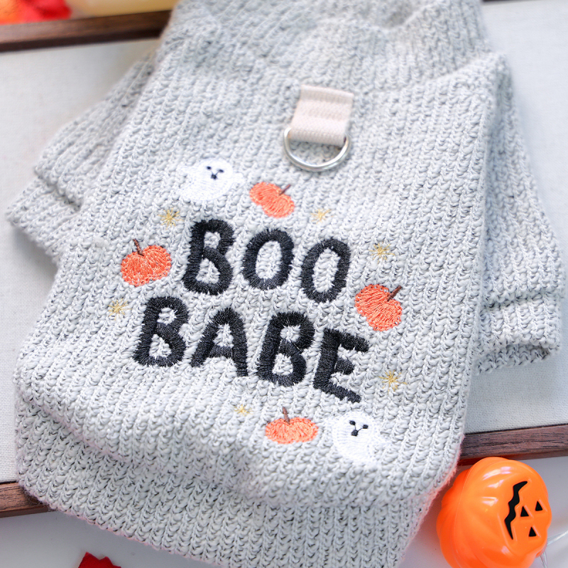 Halloween džemper za kućne ljubimce - poliester, tema bundeva-duh, za pse i mačke, s okruglim izrezom