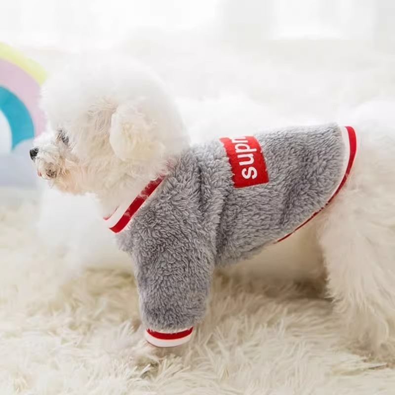 Flanel kaput za pse s appliqué šavom za male pasmine – Teddy/Bichon Frisé, jesen-zima, pliš odijelo za kućne ljubimce