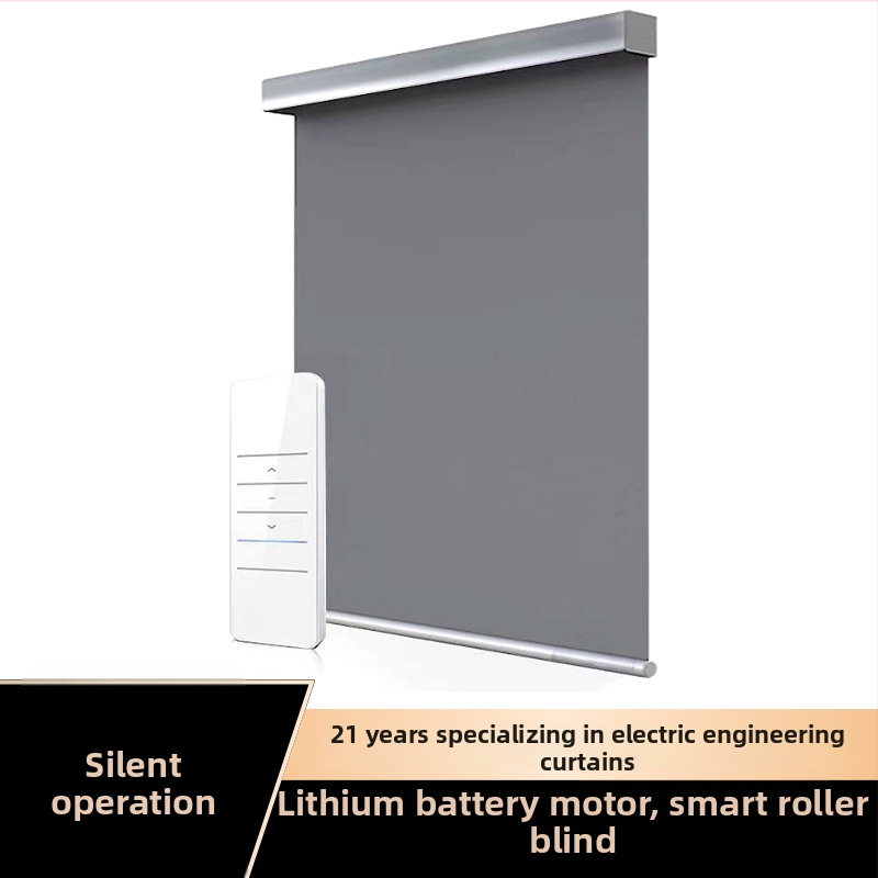 Inteligentná elektrická rolovacia roleta s lítium batériovým motorom, tichý chod, zatemňujúci materiál, diaľkové ovládanie a kompatibilita s hlasovými asistentmi (Alexa/Google Home/Zigbee), polyesterové vlákno