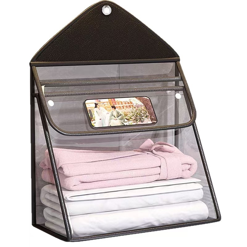 Organizator de baie suspensat din PVC transparent, impermeabil, montaj pe perete, pentru lenjerie și haine