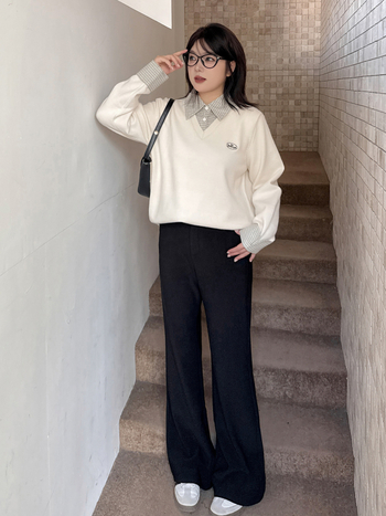 Pluszméretű női magas derekú mikroflare nadrág, rayon, 2025 tél, mikroelaszticitás, vastag anyag