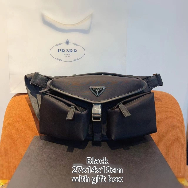 Muška crossbody torbica za prsa od najlona s kožnim detaljima, s jednim remenom, emajl kopčom, svakodnevna i svestrana