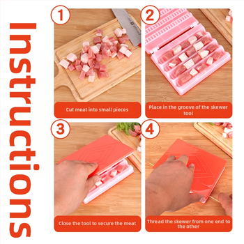 Sada grilovacích špízov — String Duoduo, PP, 120 ks, opakovane použiteľné, 4 rady rýchleho napichovania, nový čínsky štýl